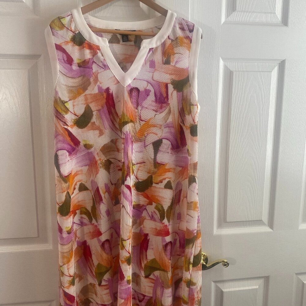 Nina Leonar. women's size XL sleeveless dress watercolors sundress